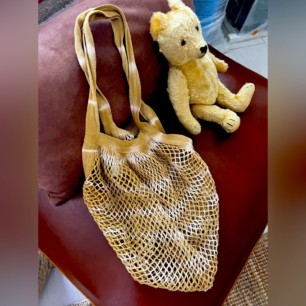 Tan Mesh Tote Bag